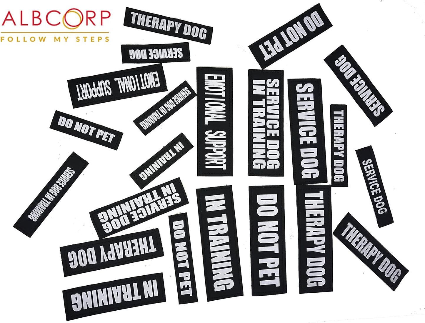 Reflective Dog Patches with Hook Backing -Service Dog, Service Dog in Training, Do Not Pet, Emotional Support, Therapy Dog, Best Friend, in Training for Animal Vest Harnesses, Collars, Leashes