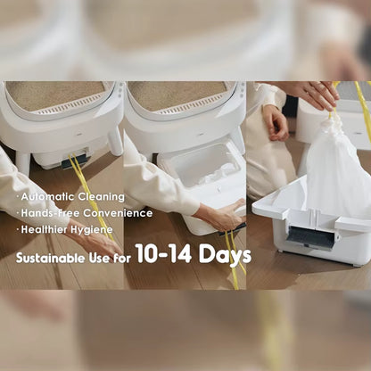 Beginner-Friendly Plastic Automatic Litter Box | App-Free Eco-Friendly Large Capacity Auto Cat Toilet Easy Clean Odor