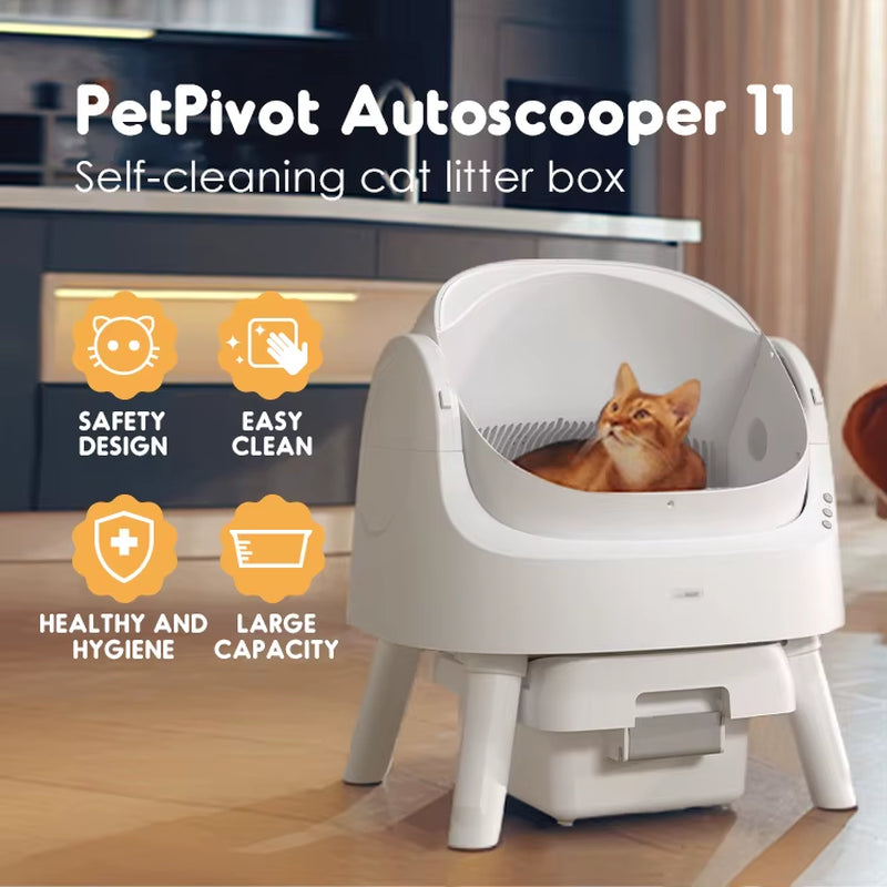 Beginner-Friendly Plastic Automatic Litter Box | App-Free Eco-Friendly Large Capacity Auto Cat Toilet Easy Clean Odor