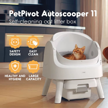 Beginner-Friendly Plastic Automatic Litter Box | App-Free Eco-Friendly Large Capacity Auto Cat Toilet Easy Clean Odor